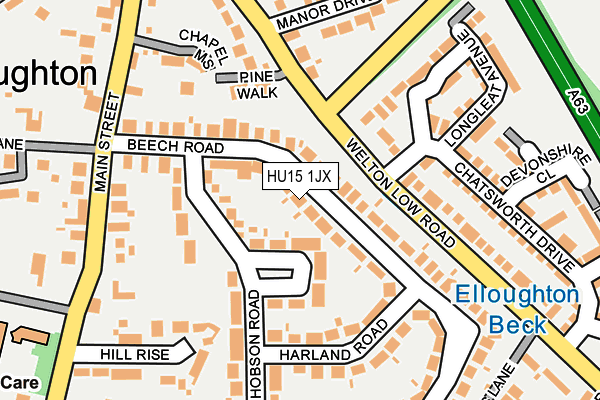 HU15 1JX map - OS OpenMap – Local (Ordnance Survey)