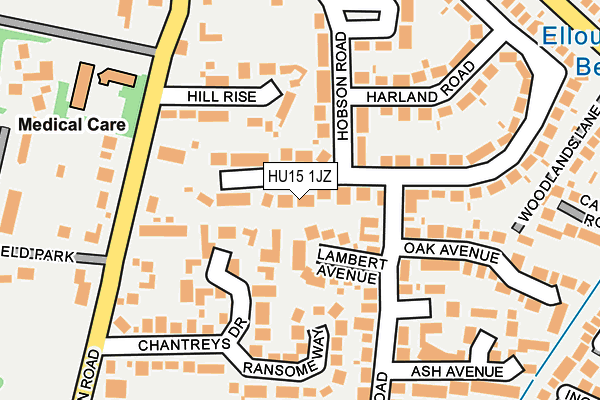 HU15 1JZ map - OS OpenMap – Local (Ordnance Survey)
