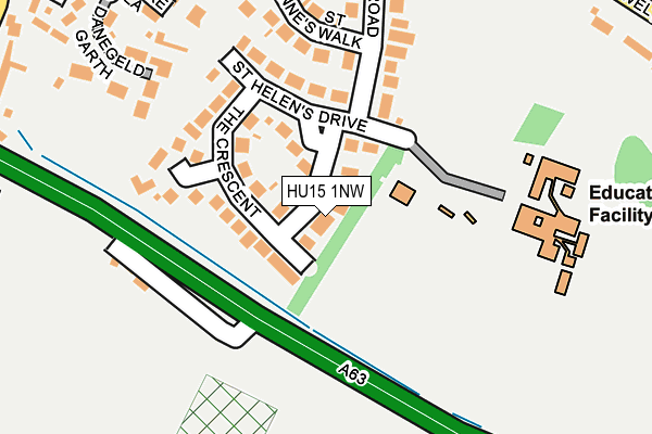 HU15 1NW map - OS OpenMap – Local (Ordnance Survey)