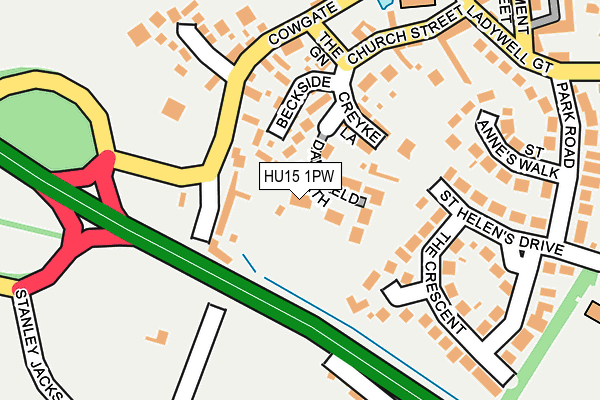HU15 1PW map - OS OpenMap – Local (Ordnance Survey)