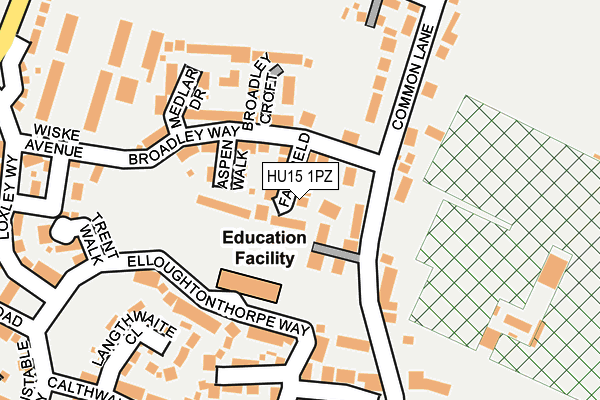 HU15 1PZ map - OS OpenMap – Local (Ordnance Survey)