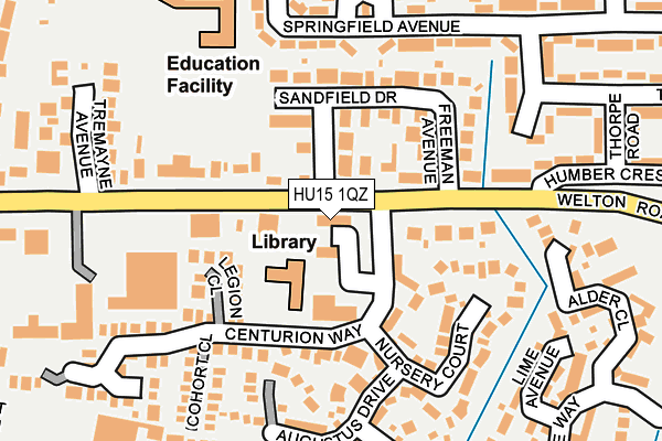 HU15 1QZ map - OS OpenMap – Local (Ordnance Survey)