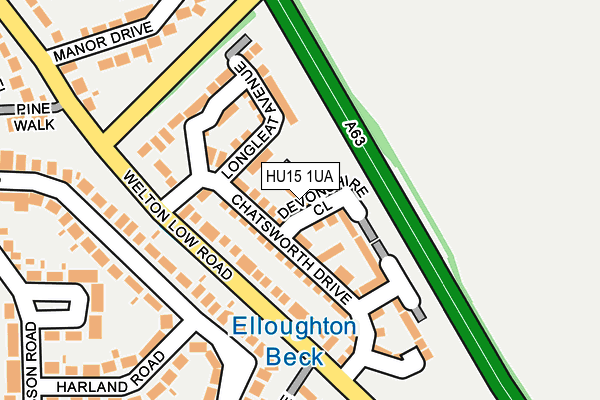 HU15 1UA map - OS OpenMap – Local (Ordnance Survey)