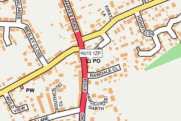 HU15 1ZP map - OS OpenMap – Local (Ordnance Survey)