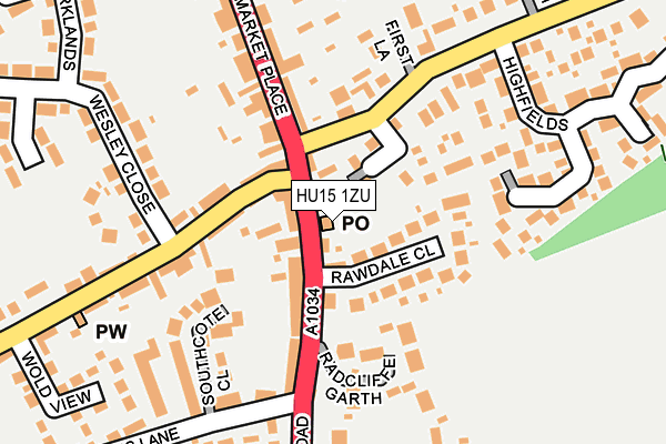 HU15 1ZU map - OS OpenMap – Local (Ordnance Survey)