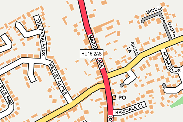 HU15 2AS map - OS OpenMap – Local (Ordnance Survey)