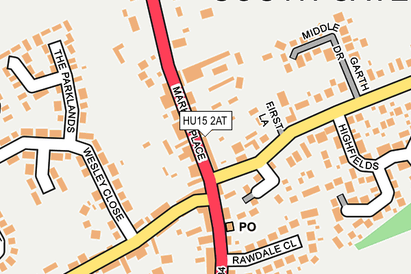 HU15 2AT map - OS OpenMap – Local (Ordnance Survey)