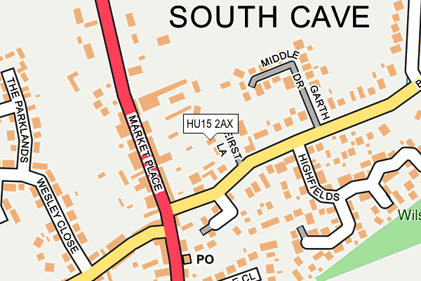 HU15 2AX map - OS OpenMap – Local (Ordnance Survey)