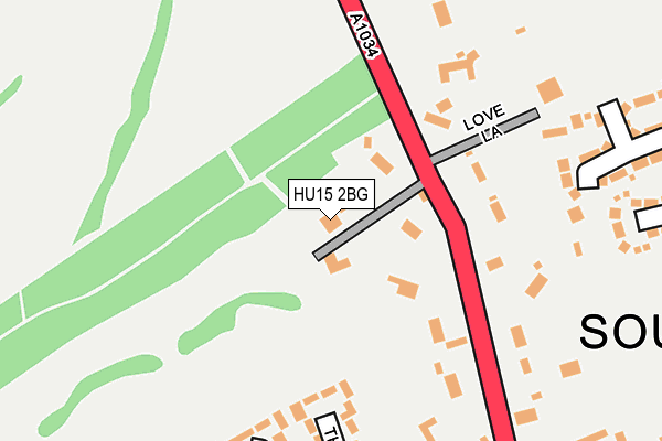 HU15 2BG map - OS OpenMap – Local (Ordnance Survey)