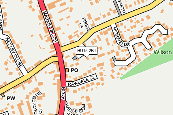 HU15 2BJ map - OS OpenMap – Local (Ordnance Survey)