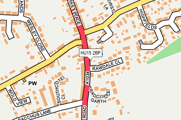 HU15 2BP map - OS OpenMap – Local (Ordnance Survey)