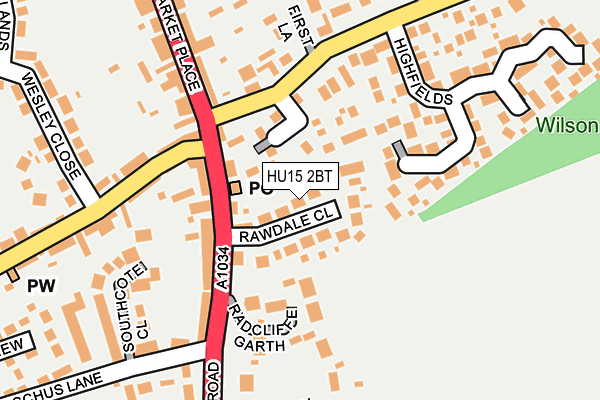 HU15 2BT map - OS OpenMap – Local (Ordnance Survey)