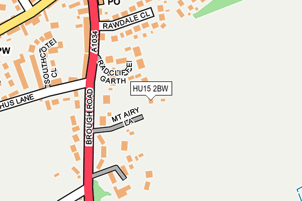 HU15 2BW map - OS OpenMap – Local (Ordnance Survey)