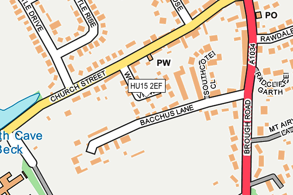 HU15 2EF map - OS OpenMap – Local (Ordnance Survey)