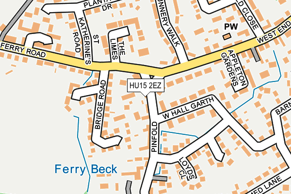 HU15 2EZ map - OS OpenMap – Local (Ordnance Survey)