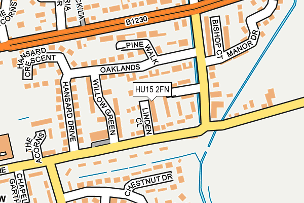 HU15 2FN map - OS OpenMap – Local (Ordnance Survey)