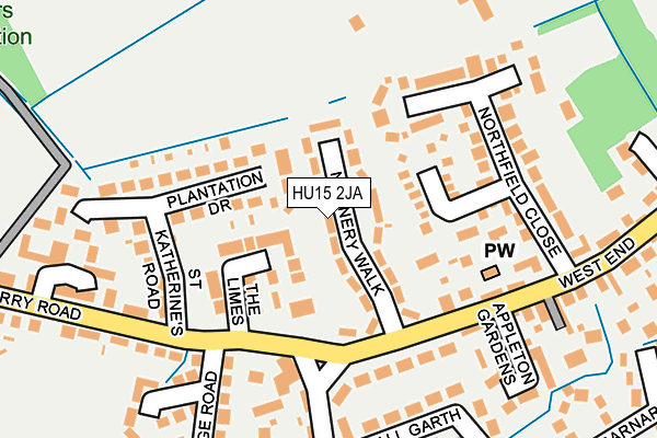 HU15 2JA map - OS OpenMap – Local (Ordnance Survey)