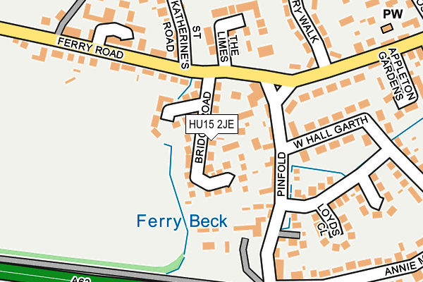 HU15 2JE map - OS OpenMap – Local (Ordnance Survey)