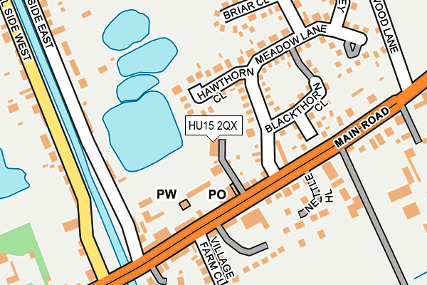 HU15 2QX map - OS OpenMap – Local (Ordnance Survey)