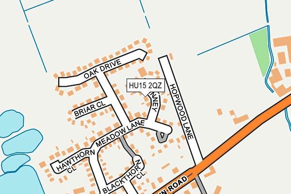 HU15 2QZ map - OS OpenMap – Local (Ordnance Survey)