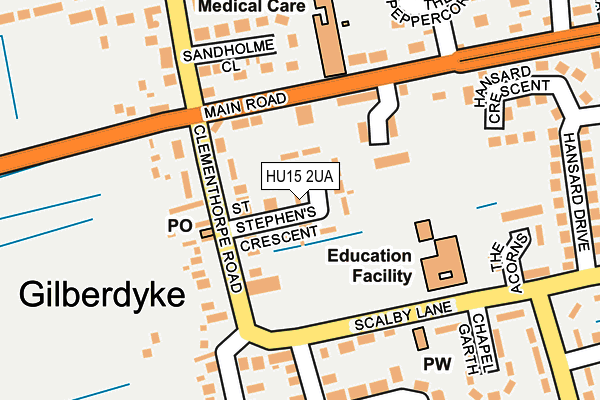 HU15 2UA map - OS OpenMap – Local (Ordnance Survey)