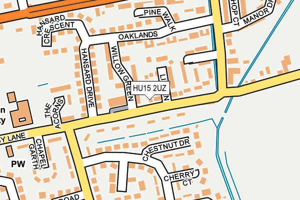 HU15 2UZ map - OS OpenMap – Local (Ordnance Survey)