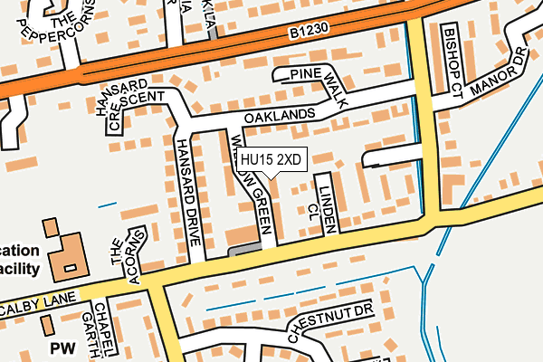 HU15 2XD map - OS OpenMap – Local (Ordnance Survey)