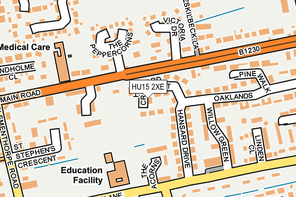 HU15 2XE map - OS OpenMap – Local (Ordnance Survey)