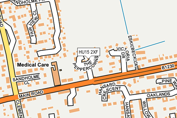 HU15 2XF map - OS OpenMap – Local (Ordnance Survey)