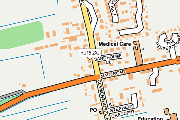 HU15 2XJ map - OS OpenMap – Local (Ordnance Survey)