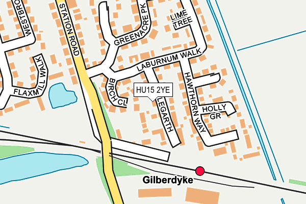 HU15 2YE map - OS OpenMap – Local (Ordnance Survey)