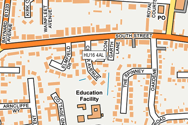 HU16 4AL map - OS OpenMap – Local (Ordnance Survey)