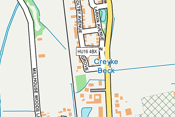 HU16 4BX map - OS OpenMap – Local (Ordnance Survey)