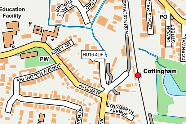 HU16 4DF map - OS OpenMap – Local (Ordnance Survey)