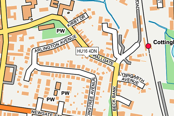 HU16 4DN map - OS OpenMap – Local (Ordnance Survey)