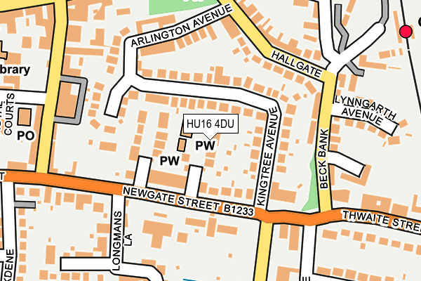 HU16 4DU map - OS OpenMap – Local (Ordnance Survey)