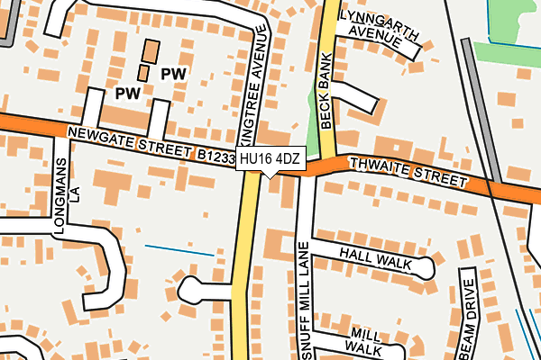 HU16 4DZ map - OS OpenMap – Local (Ordnance Survey)