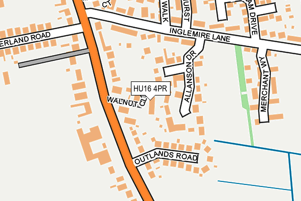 HU16 4PR map - OS OpenMap – Local (Ordnance Survey)