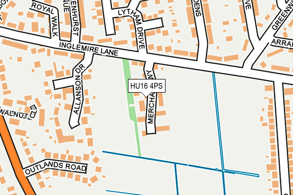 HU16 4PS map - OS OpenMap – Local (Ordnance Survey)