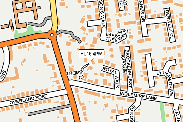 HU16 4PW map - OS OpenMap – Local (Ordnance Survey)