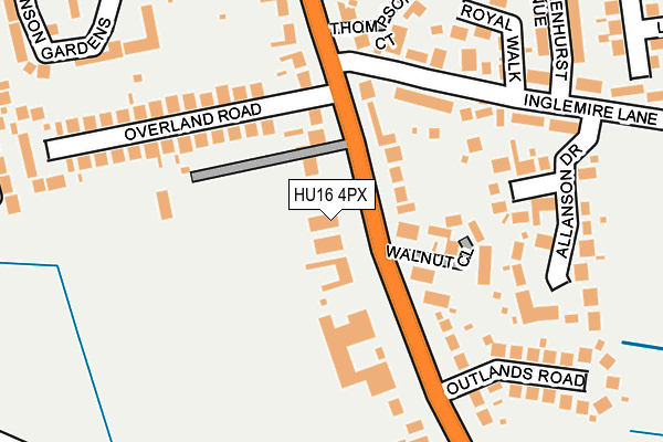 HU16 4PX map - OS OpenMap – Local (Ordnance Survey)