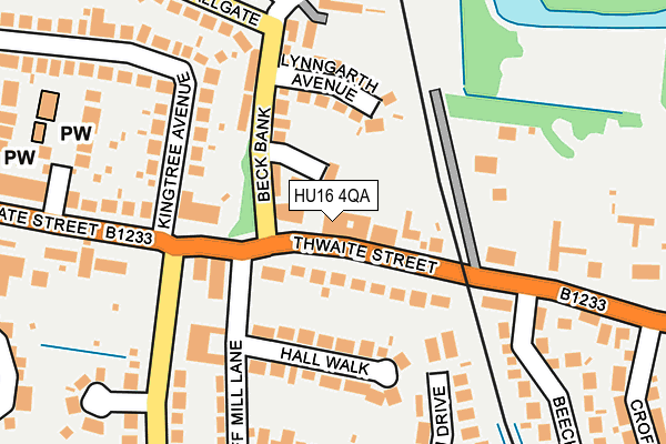 HU16 4QA map - OS OpenMap – Local (Ordnance Survey)