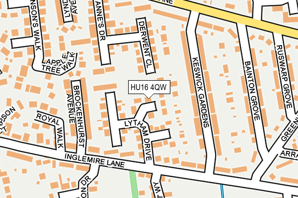 HU16 4QW map - OS OpenMap – Local (Ordnance Survey)