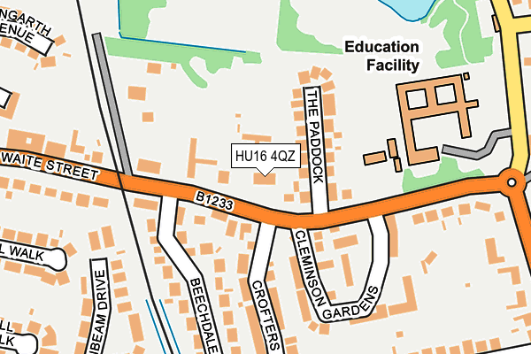HU16 4QZ map - OS OpenMap – Local (Ordnance Survey)