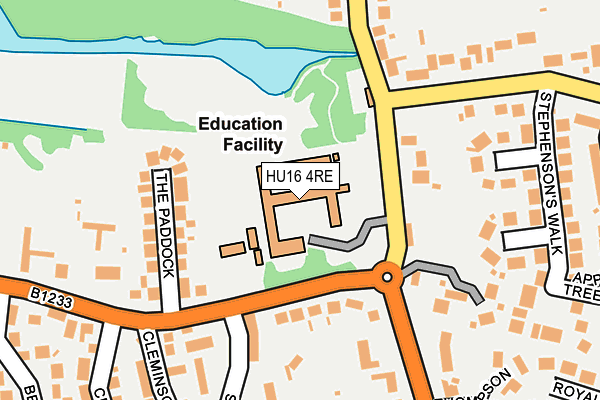 HU16 4RE map - OS OpenMap – Local (Ordnance Survey)