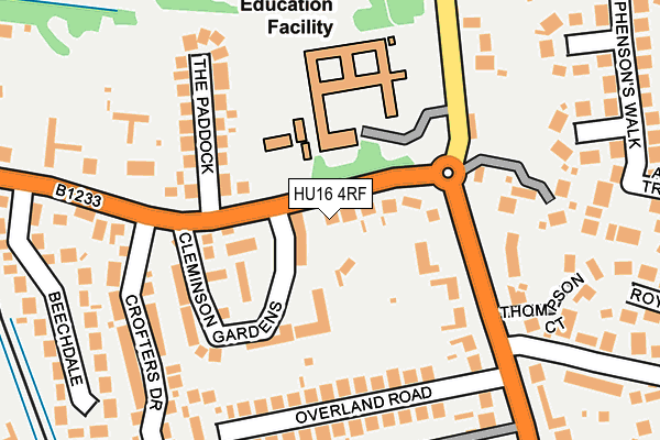 HU16 4RF map - OS OpenMap – Local (Ordnance Survey)