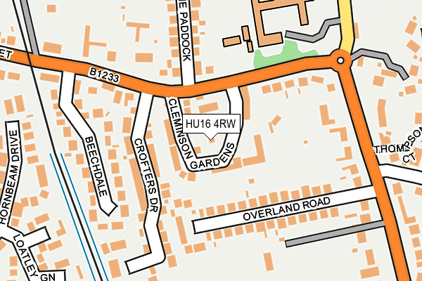 HU16 4RW map - OS OpenMap – Local (Ordnance Survey)