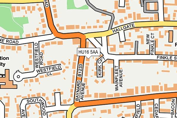 HU16 5AA map - OS OpenMap – Local (Ordnance Survey)