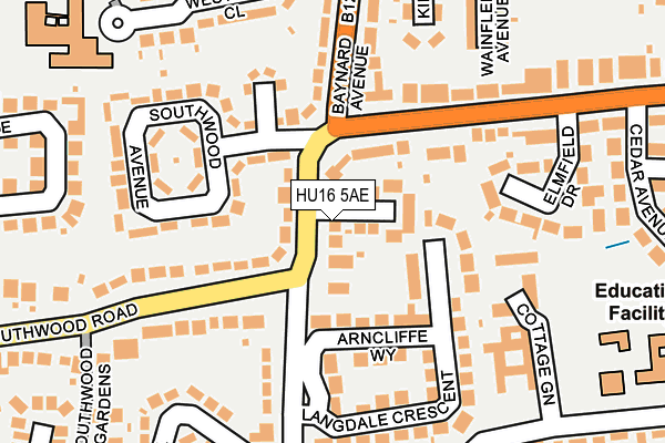 HU16 5AE map - OS OpenMap – Local (Ordnance Survey)