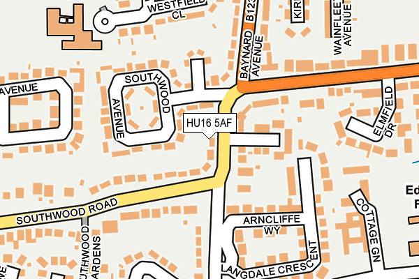 HU16 5AF map - OS OpenMap – Local (Ordnance Survey)